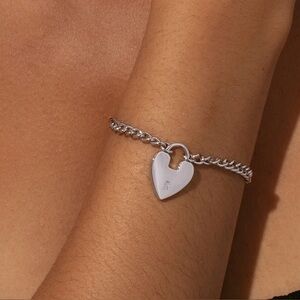 NEW Uncommon James Silver Love On Lock Heart Bracelet